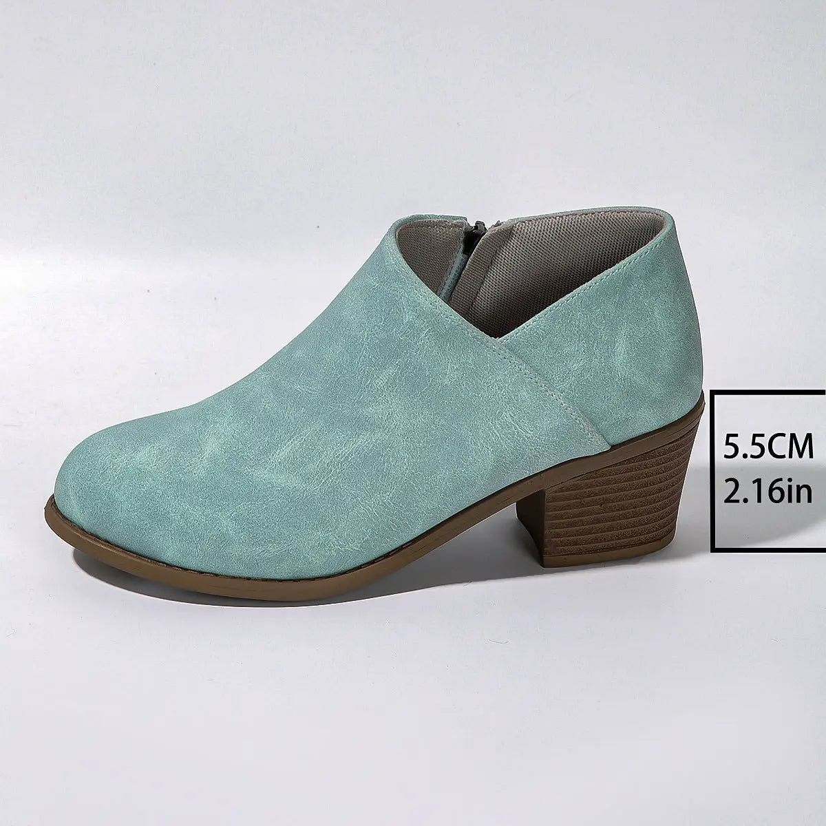Chunky Heel Round Toe Ankle Boots With Side Zipper Design Fashion Fall Winter Short Boots For Women Shoes Lady T Fashions