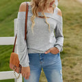 Womens Cold Shoulder Top Cut Out Long Sleeve Basic T Shirts Casual Blouse Tshirts Lady T Fashions