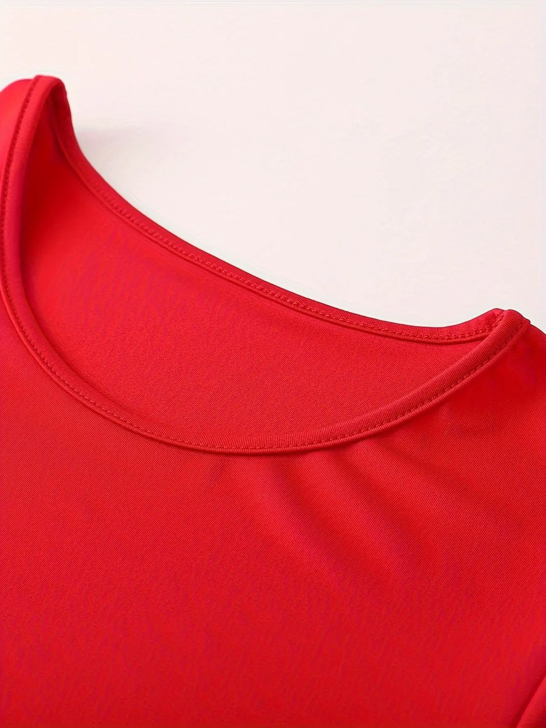 Women'S Plus Size Floral Print Red Colorblock Midi Dress with Short Sleeves - Elegant Crew Neck, Medium Stretch Polyester Fabric, Perfect for All Seasons Lady T Fashions