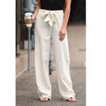 Casual Pants Solid Color Lace-Up Casual Loose Straight Trousers Lady T Fashions