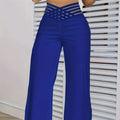 Ladies' Solid Color High Waisted Hollowed Out Fashionable New Product Versatile High Waisted Pants Straight Leg Flared Pants Lady T Fashions