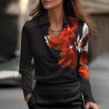 Women's Shirt Collar Long Sleeve Blouse With Floral Print - Button Front Comfort Top For Spring&Fall Lady T Fashions