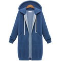 Hooded Long Sleeve Sweater Fleece Long Jacket Lady T Fashions
