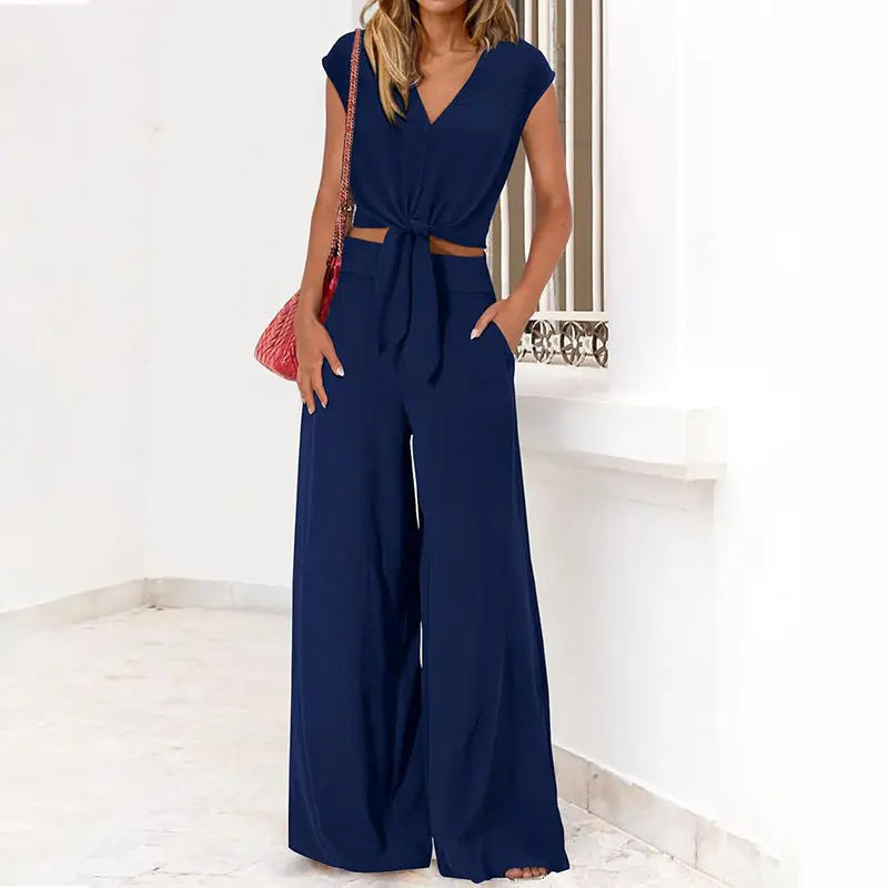 High Waist Slim-fit Wide-legged Pants Suit Lady T Fashions