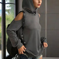 Women's Solid Color Long Sleeve Off-Shoulder Hoodie - Spring & Summer Fashion Casual Pullover Top Lady T Fashions