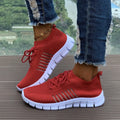 Women's Mesh Breathable Running Shoes, Solid Color Lace Up Front Summer Walking Shoes, Flying Woven Casual Sneakers Lady T Fashions