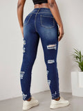2025 Women's Ripped Tight Cropped Pants, New High Stretch Jeans, Fashionable And Versatile Street Style, Slim Fit Design, Women's Jeans And Clothing Lady T Fashions