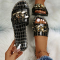 Women's Metal Chain Decor Flat Slippers, Fashion Open Toe Non Slip Slides Shoes, Casual Outdoor Slippers Lady T Fashions