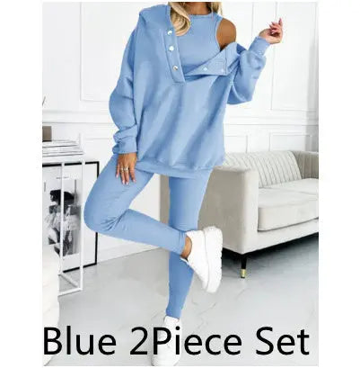 Women's Solid Color Vest Hoodie And Pants Set Lady T Fashions