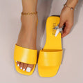 Women's Colorful Slide Sandals - Fashionable Open-Toe Flats with Ankle Strap, Faux Cover Upper & Rubber Sole, Casual Summer Shoes in Red, Green, Yellow, Blue, Brown, Black, White, Summer Footwear | Fashionable Flats | Durable Lady T Fashions