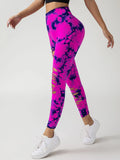2 Pack New Style Hollow-Out Tie-Dye High-Waisted Tummy-Control Yoga Pants Lady T Fashions