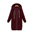 Hooded Long Sleeve Sweater Fleece Long Jacket Lady T Fashions