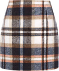 Women's High Waist Plaid Tight Pencil Wool Mini Skirt Lady T Fashions
