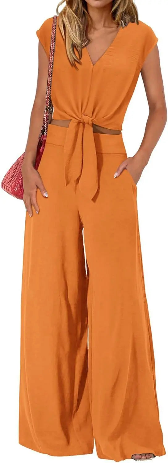 High Waist Slim-fit Wide-legged Pants Suit Lady T Fashions