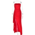 Strapless Split Long Dress Summer Fashion Pleated Bridesmaid Dress For Womens Party Wedding Clothing Lady T Fashions