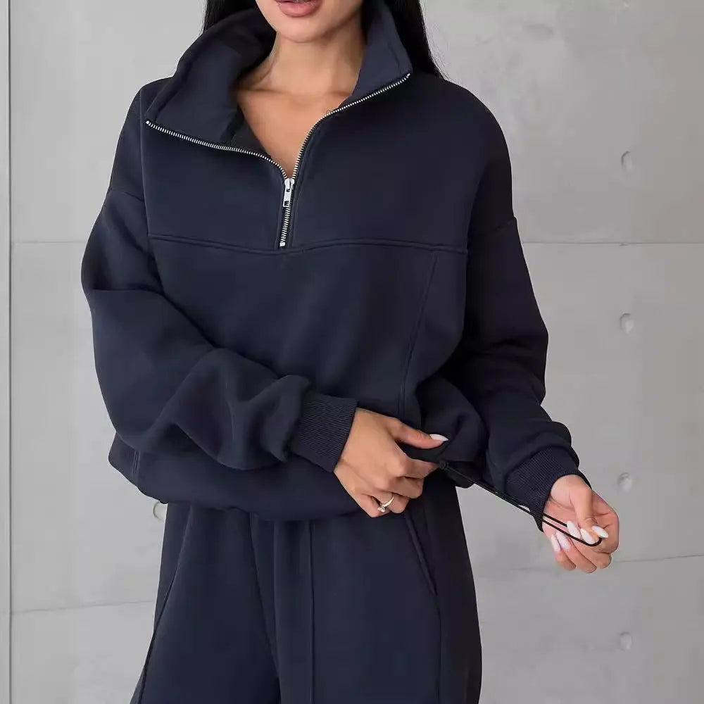 Y2K Winter Jogging Women Two Piece Set Female Zipper Coat Casual Pants Tracksuit Autumn Jacket Fashion Contrast Sport Wear Set Lady T Fashions