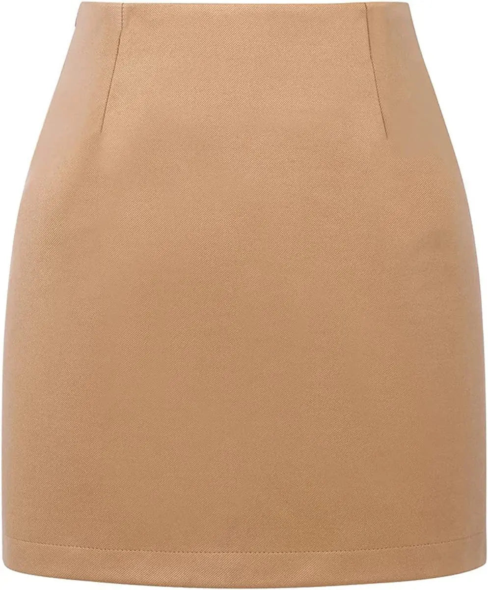 Women's High Waist Plaid Tight Pencil Wool Mini Skirt Lady T Fashions