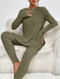 Fashion Casual Long Sleeve Split Irregular Round-neck Shirt Trousers Suit Lady T Fashions