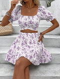 Two Piece Set With Ditsy Floral Print Dress Lady T Fashions
