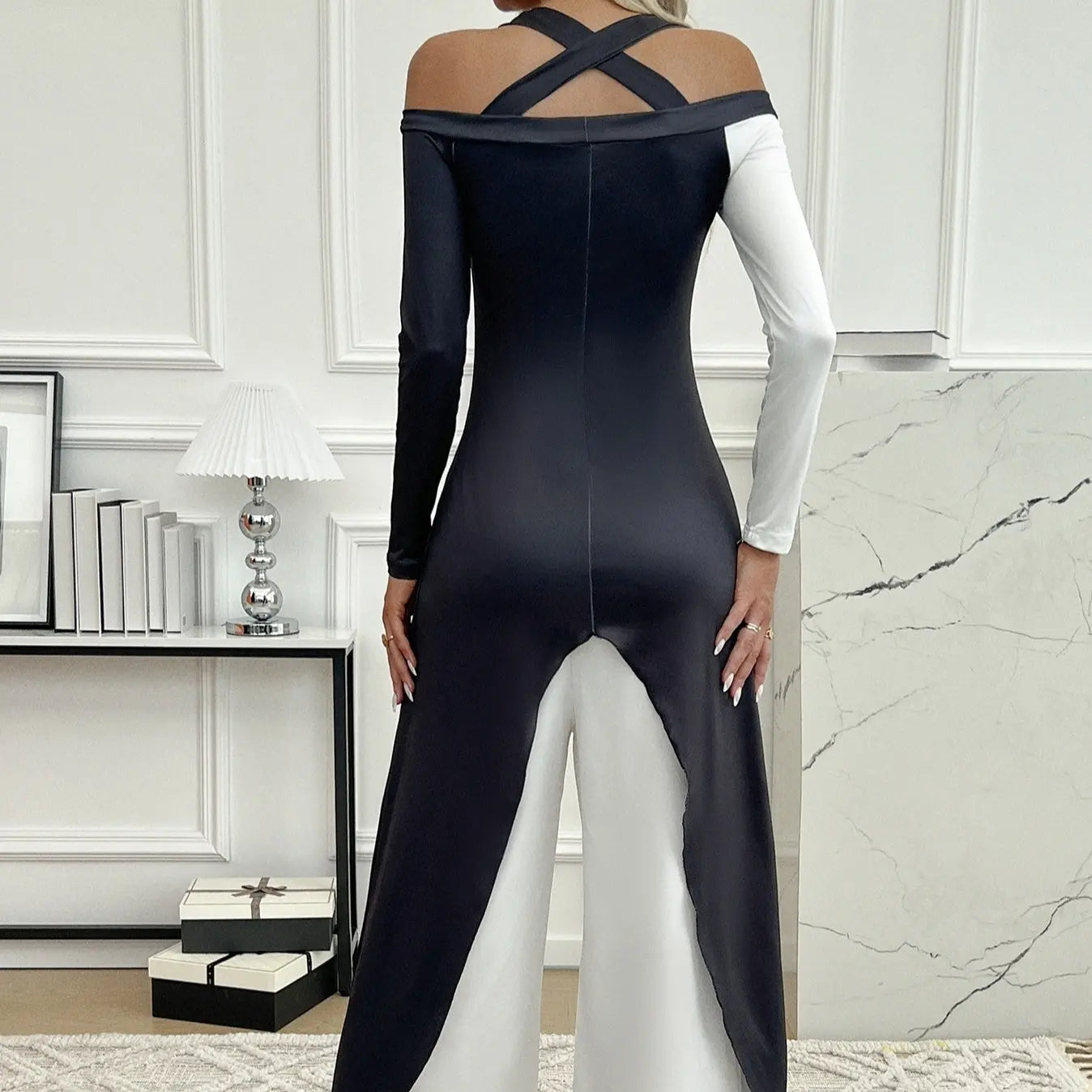 Ladies' Business Elegant Wide Leg Casual Loose Fit One Shoulder Set Sexy Party Set Lady T Fashions