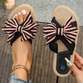 One-word Women's Slippers Hemp Rope Straw Woven Summer New Outdoor Stripes Lady T Fashions